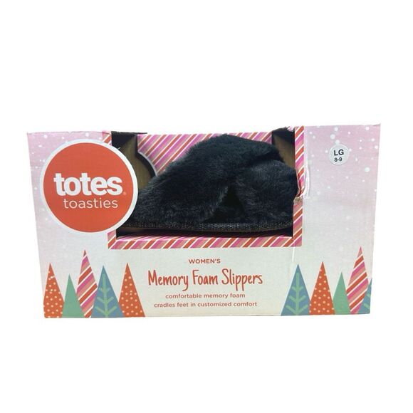 Totes Toasties Memory Foam Slippers - Size Large (8-9) - Black - Picture 1 of 2